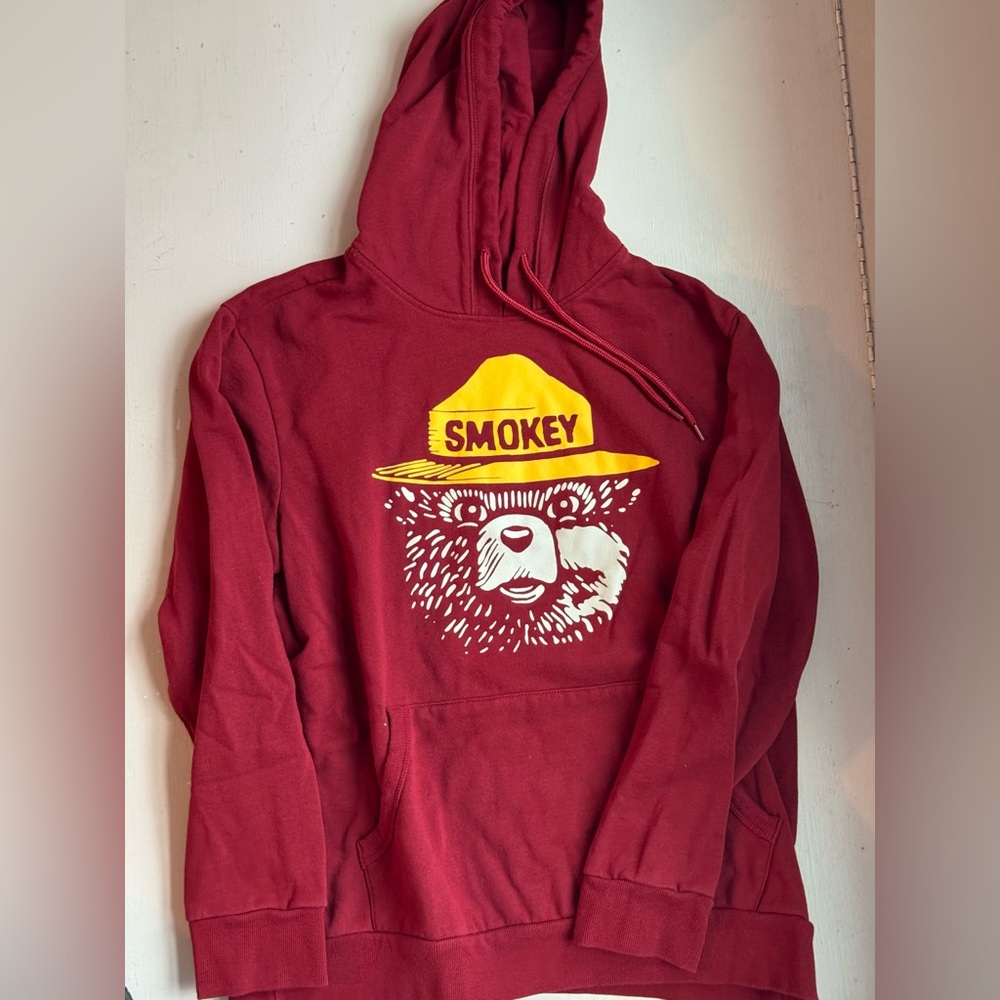 Smokey Bear Hoodie Maroon Unisex